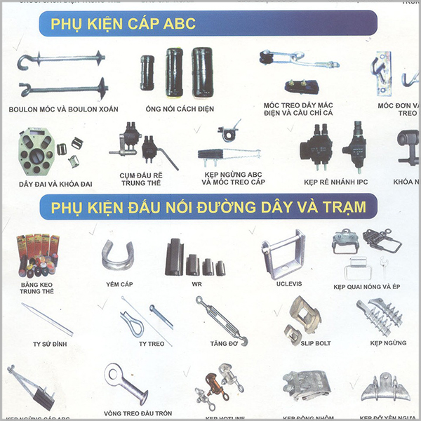 QUY CÁCH KỸ THUẬT PHỤ KIỆN ĐƯỜNG DÂY HẠ THẾ